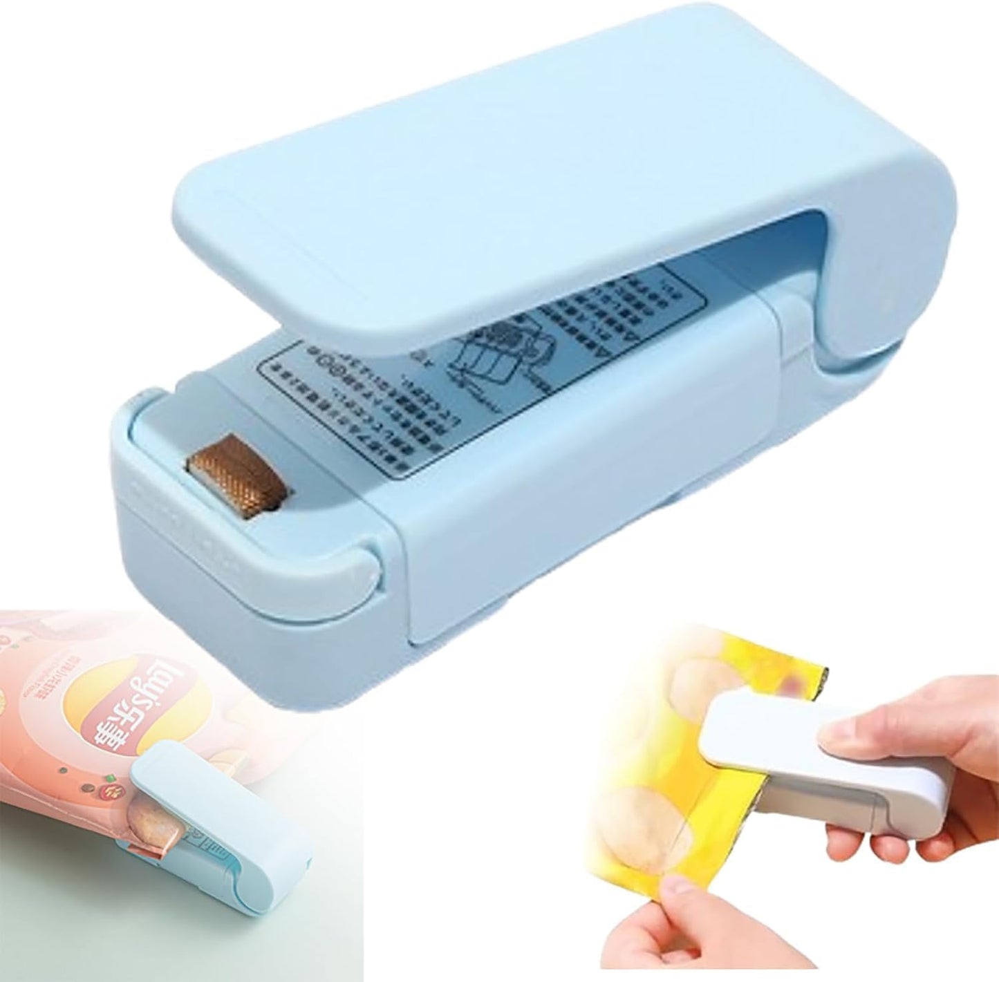Mini Bag Sealer, Portable Mini Sealing Machine Vacuum Handheld Chip Bag Sealer Heat Seal and Cutter Resealer Machine Kitchen Gadget for Snacks Candies Plastic Bag Freshness Food Storage
