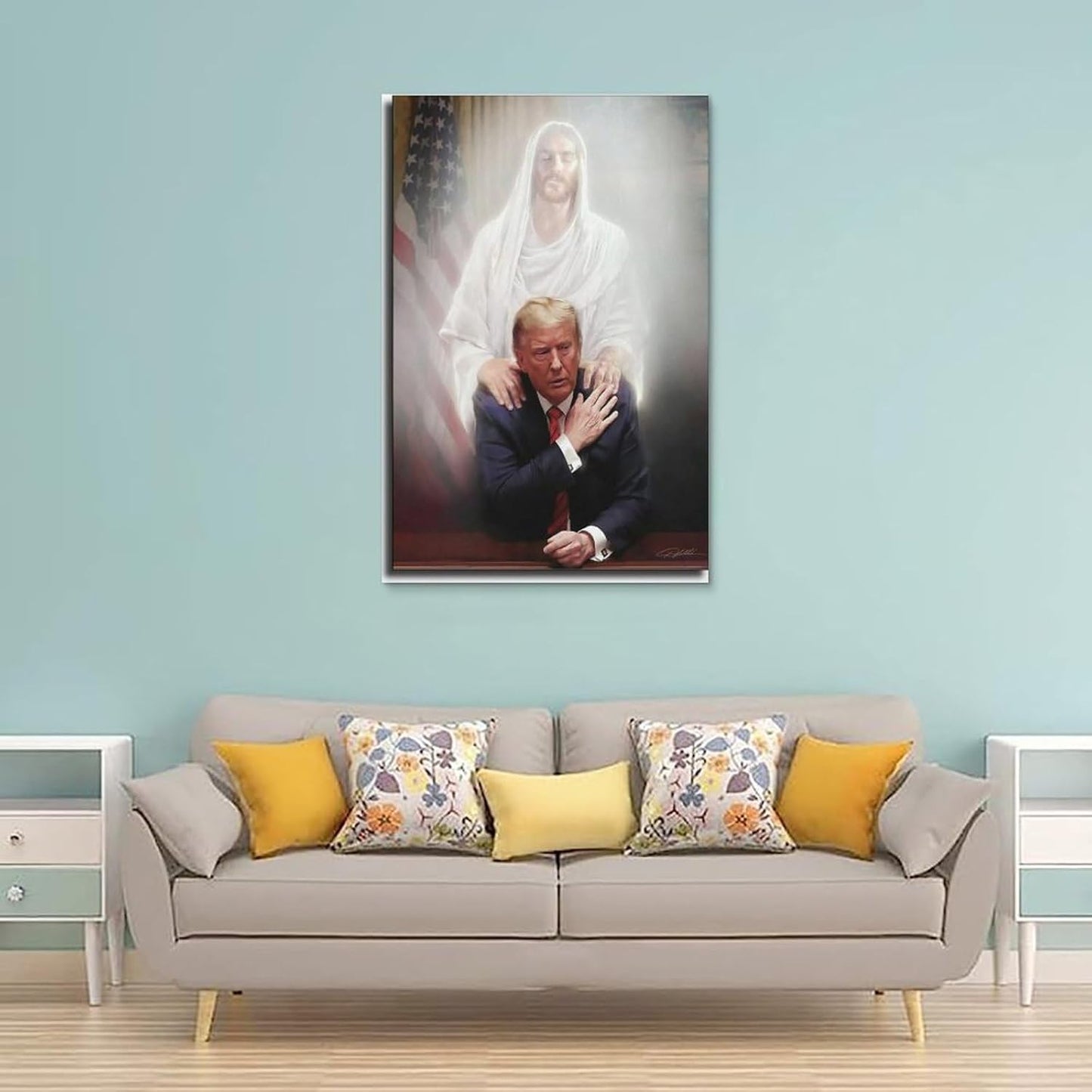 Donald Trump Jesus Christ Poster Decorative Painting Canvas Wall Art Living Room Posters Poster Album Art Decor Painting Wall Art Canvas Poster Bedroom Decor Poster 08x12inch(20x30cm) Unframe-style