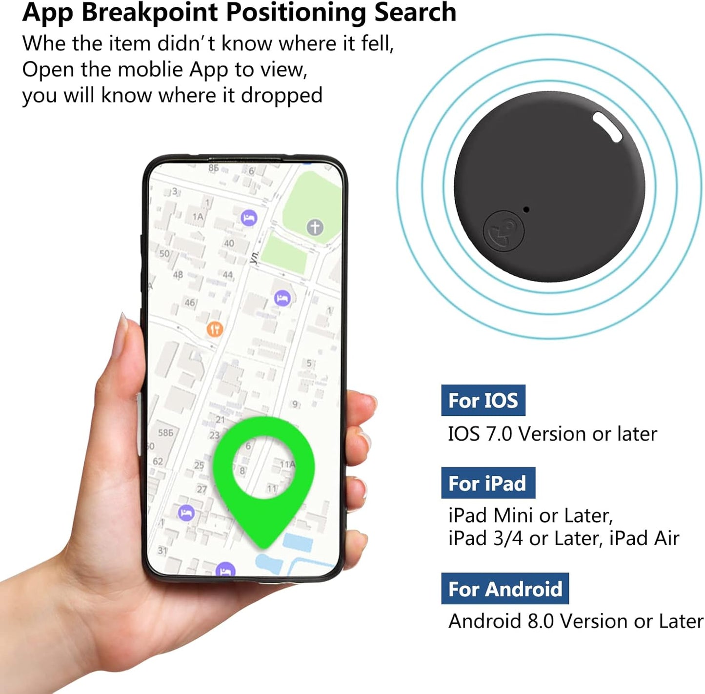 Mini GPS Tracker,Key Item Finder Locator,No Monthly Fee App for iOS/Android 2023 Latest,Portable Anti-Lost Bluetooth Tag Item Tracker for Luggages