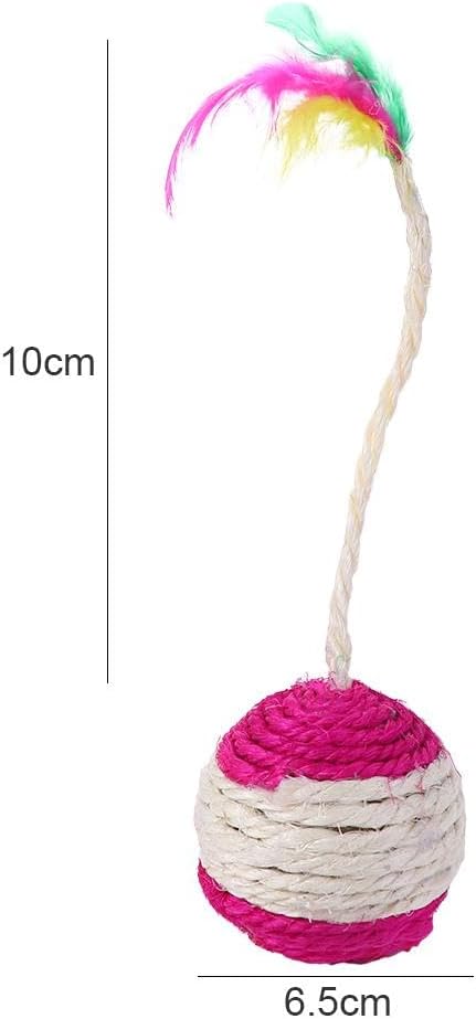 Kopida Cats Toys Feather Cat Balls, Cat Scratcher Toy Sisal Cat Scratching Rotatable Ball Molar Chew Toy Cat Feather Ball Cat Interactive Toys