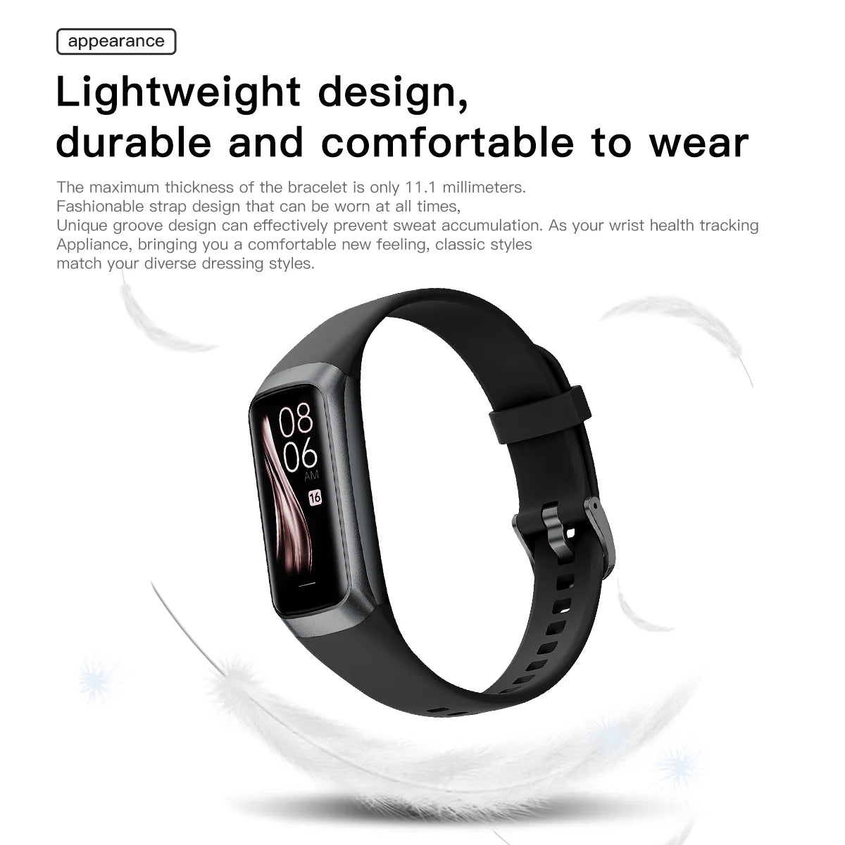 Fitness Tracker Activity For Women/Men, 1.1 "AMOLED Waterproof Sports Watch Health Sleep Monitoring Smart Band, Android/ For IPHONE