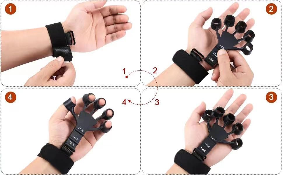 Ultimate Finger Strength Booster - Silicone Wrist Trainer with Adjustable Resistance, Metal Hooks, and Wide Protective Band - Improve Finger Strength, Sensitivity, and Stress Relief