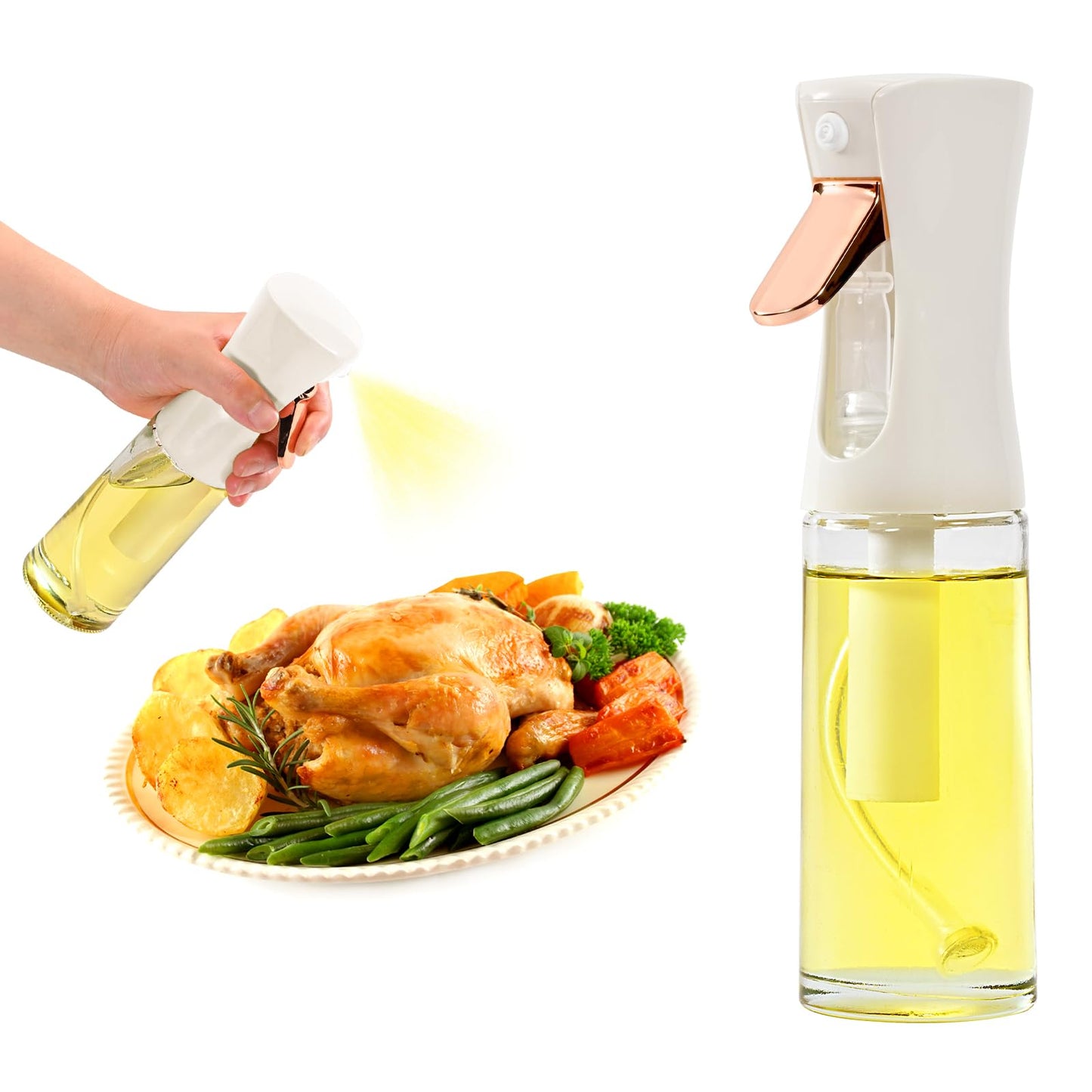 Oil Sprayer For Cooking, 2024 New Upgraded Olive Oil Sprayer and Dispenser for Kitchen, Food Grade Oil Spray Bottle for Cooking, Air Fryer, Deep Frying, BBQ