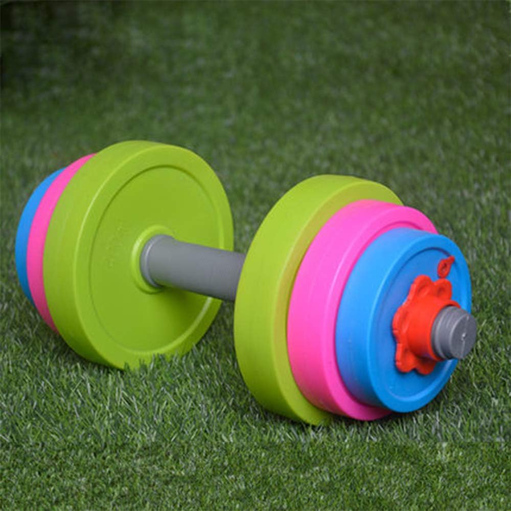 Kids Workout Dumbbell Weights Set - Toddler Toy Gym Equipment for Pretend Play Lifting, Exercise & Fitness - Adjustable Fill with Sand or Water