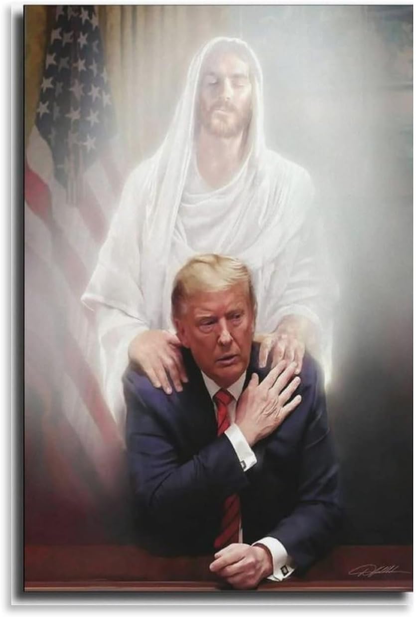 Donald Trump Jesus Christ Poster Decorative Painting Canvas Wall Art Living Room Posters Poster Album Art Decor Painting Wall Art Canvas Poster Bedroom Decor Poster 08x12inch(20x30cm) Unframe-style