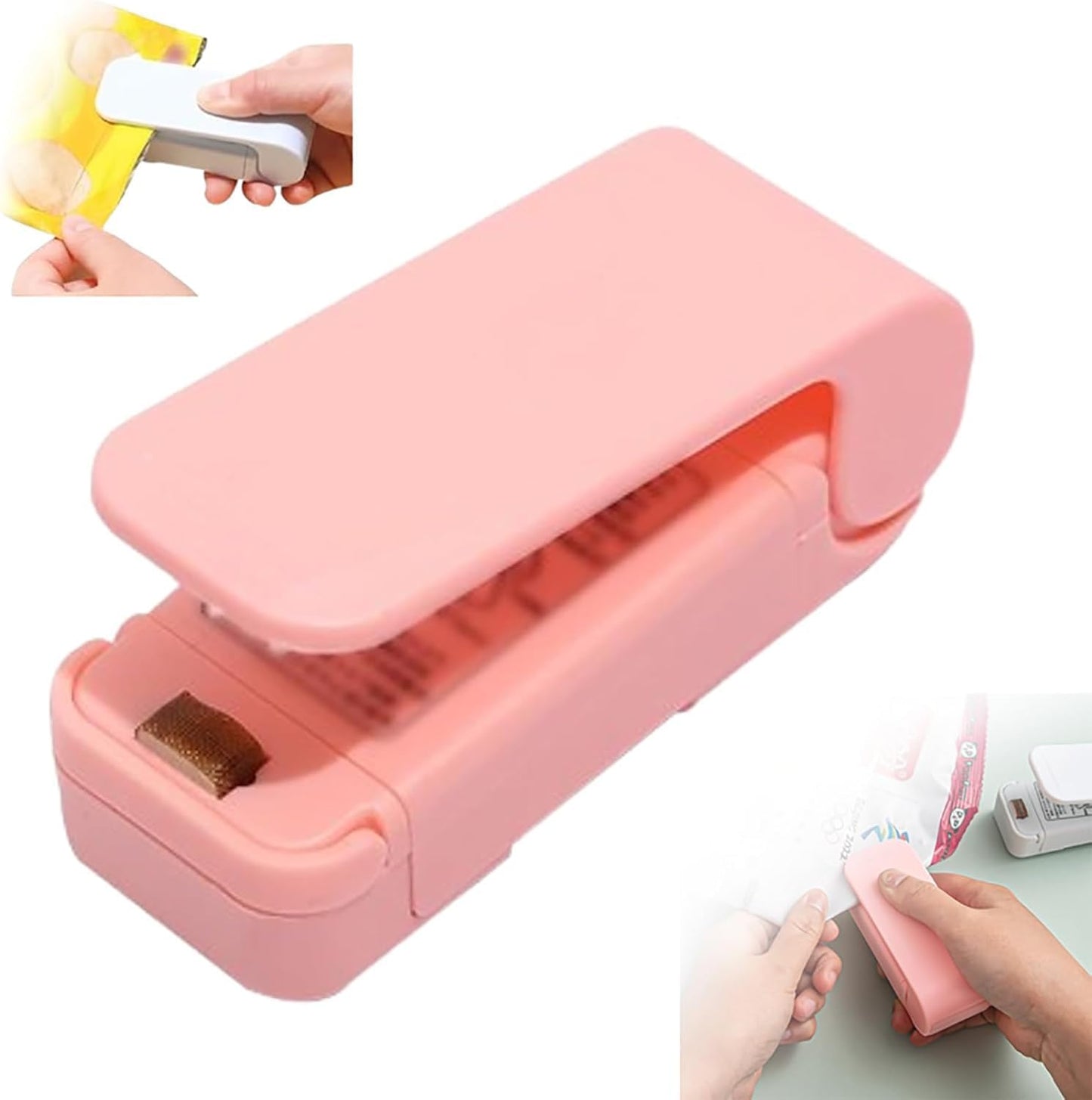 Mini Bag Sealer, Portable Mini Sealing Machine Vacuum Handheld Chip Bag Sealer Heat Seal and Cutter Resealer Machine Kitchen Gadget for Snacks Candies Plastic Bag Freshness Food Storage