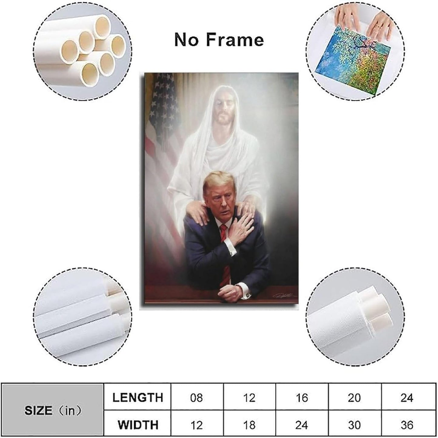 Donald Trump Jesus Christ Poster Decorative Painting Canvas Wall Art Living Room Posters Poster Album Art Decor Painting Wall Art Canvas Poster Bedroom Decor Poster 08x12inch(20x30cm) Unframe-style