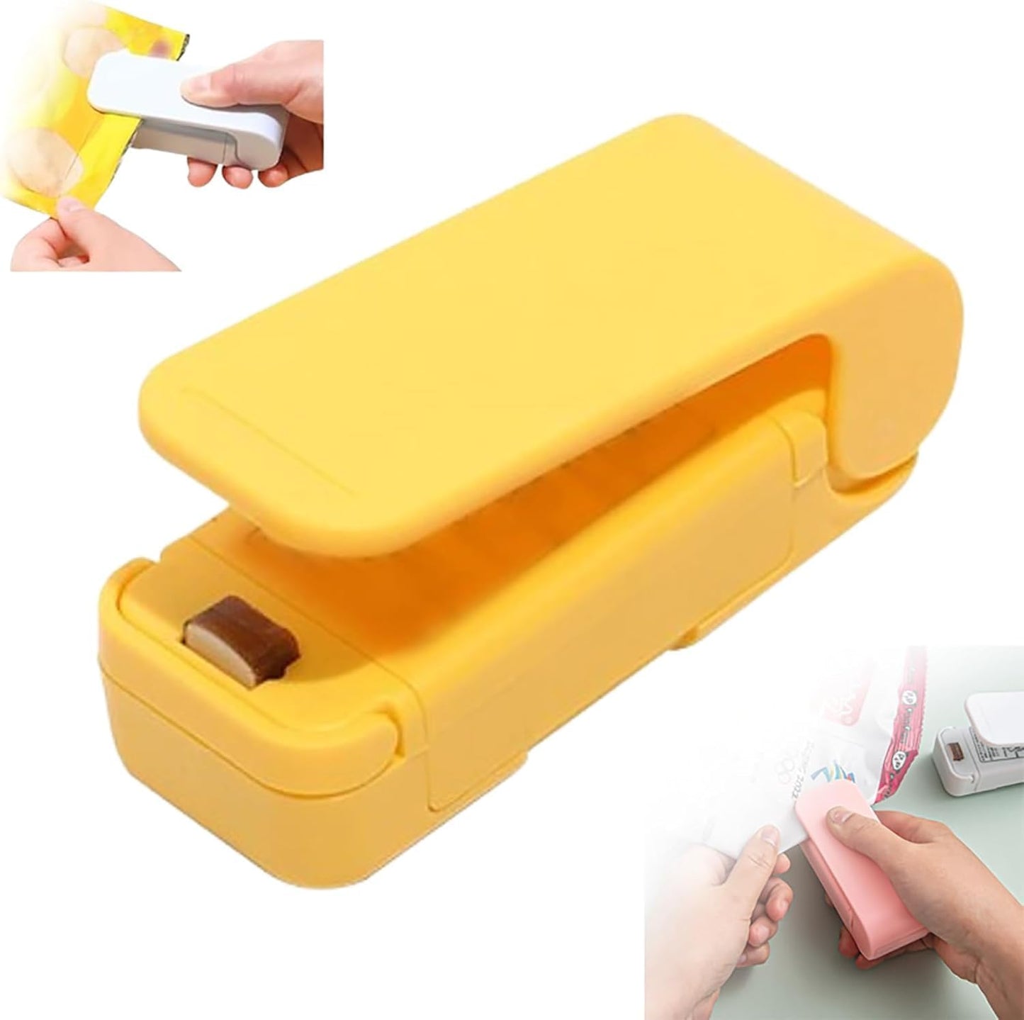 Mini Bag Sealer, Portable Mini Sealing Machine Vacuum Handheld Chip Bag Sealer Heat Seal and Cutter Resealer Machine Kitchen Gadget for Snacks Candies Plastic Bag Freshness Food Storage