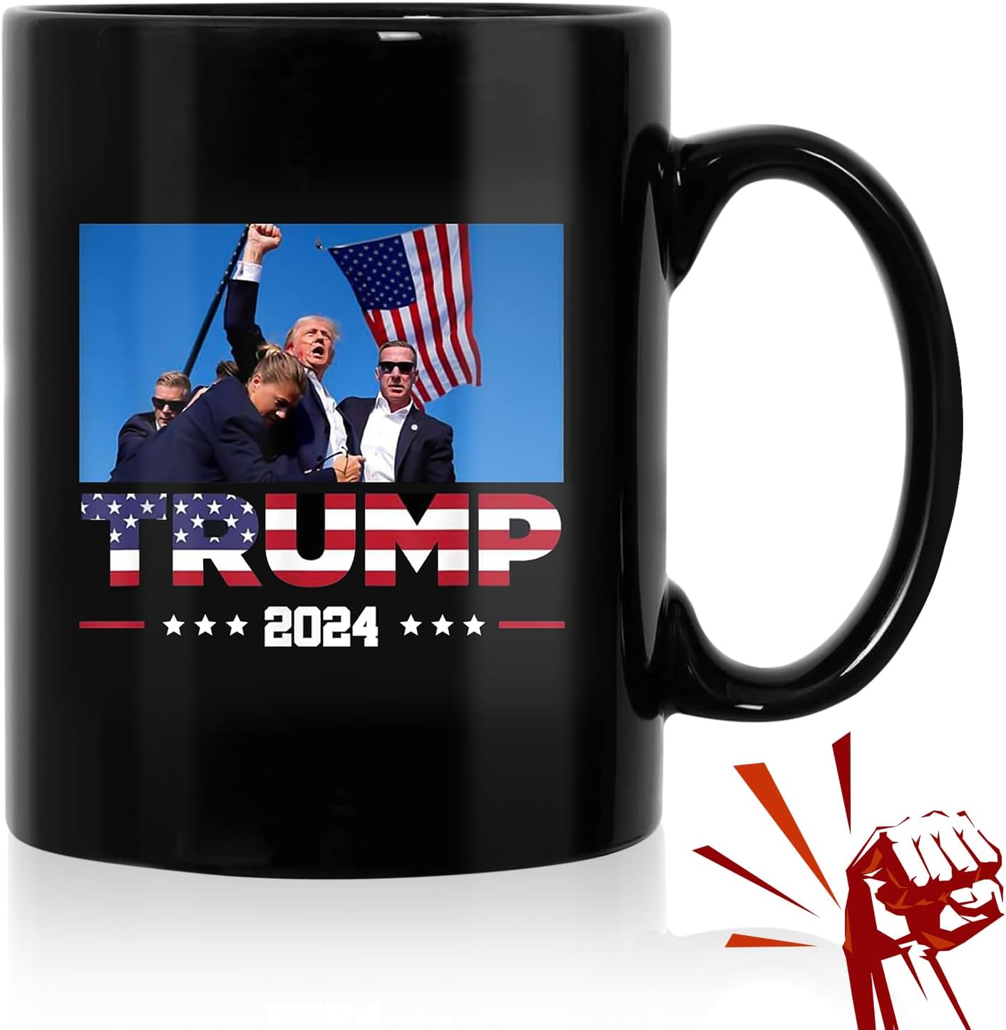 Trump Survived Shot Trump Coffee Mugs 2024 Ear Bullet-Proof PA Pennsylvania Rally Shot Shooting Survivor Fight Strong Fist Pump Mug Ceramic Cup Gift Coffee Cup 11oz