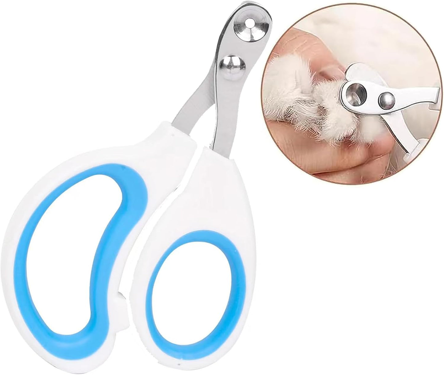 Cat Nail Clippers with Circular Cut Hole -Avoid Over Cutting Pet Nail Clippers -Sharp Angled Blade Professional Paw Trimmer Set for Novice Pet Families