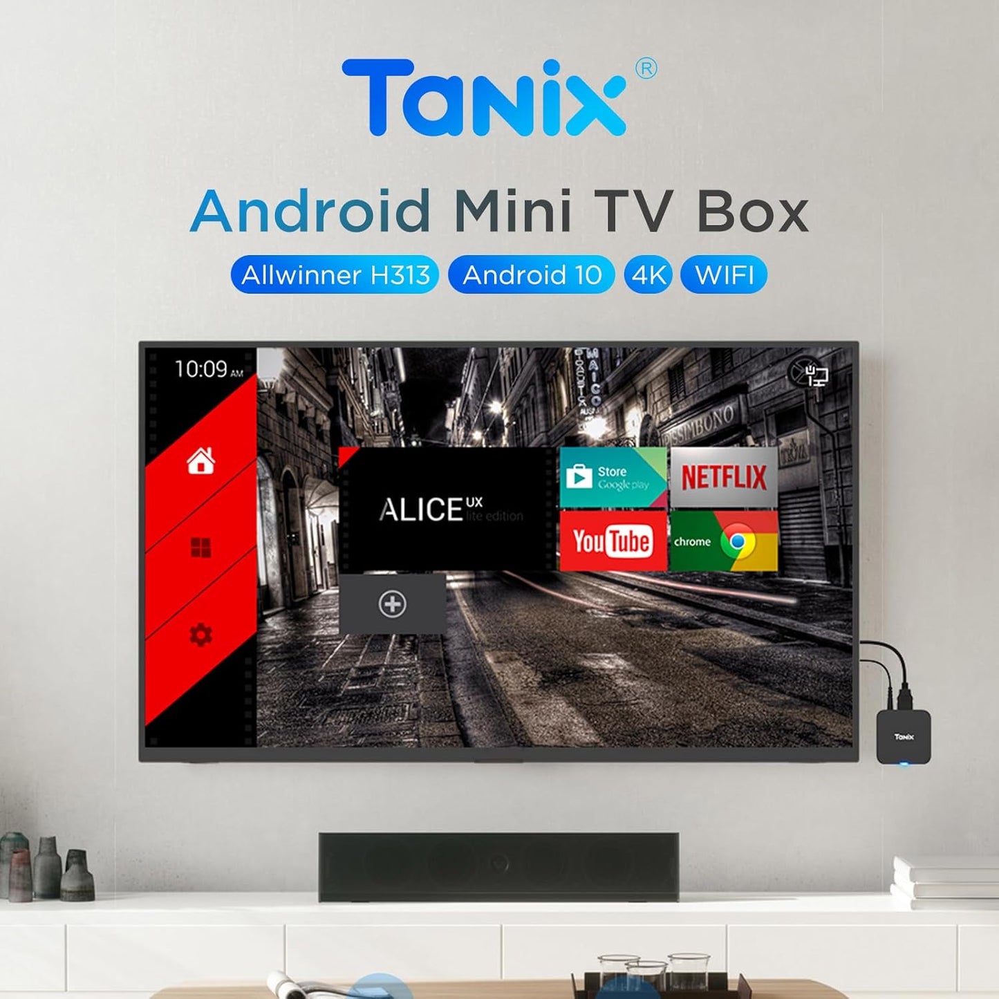 Android TV Box 10.0, Mini TV Box 2GB RAM 16GB ROM, H313 Quad-Core Android Box, Support 2.4G WiFi, 4K Smart TV Box Compact Size