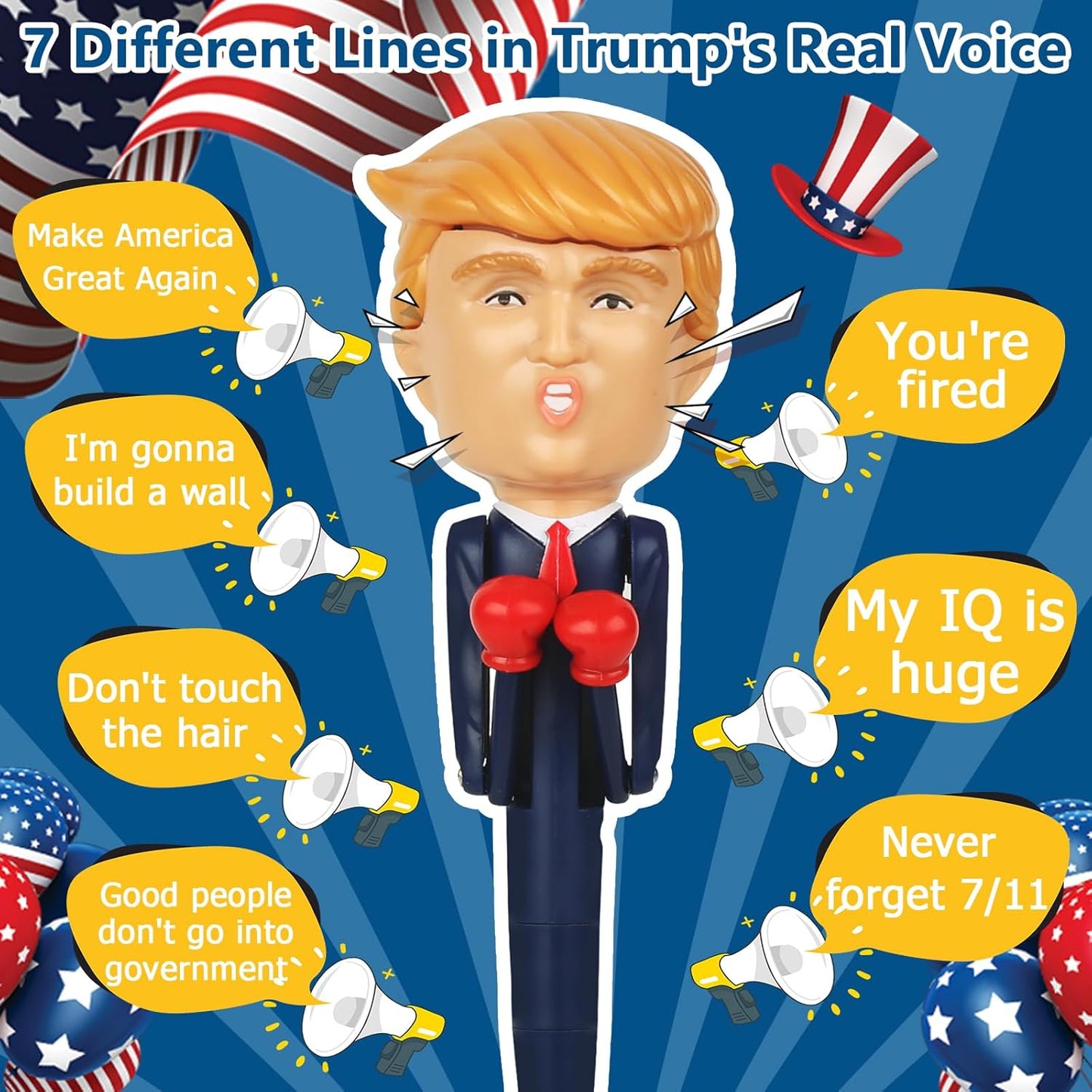 Trump Merchandise, Talking Trump Pen with Real Voice Funny Gifts for Men Novelty Gifts Unique Gag Gifts for Christmas Birthday Father's Day