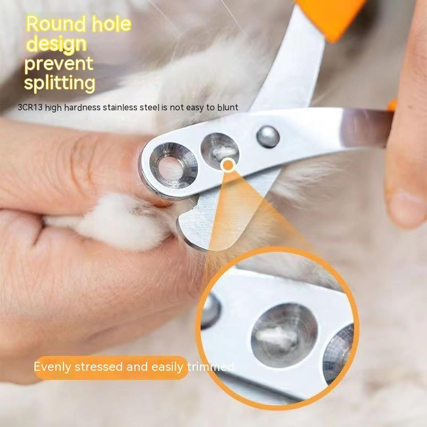 Cat Nail Clippers with Circular Cut Hole -Avoid Over Cutting Pet Nail Clippers -Sharp Angled Blade Professional Paw Trimmer Set for Novice Pet Families