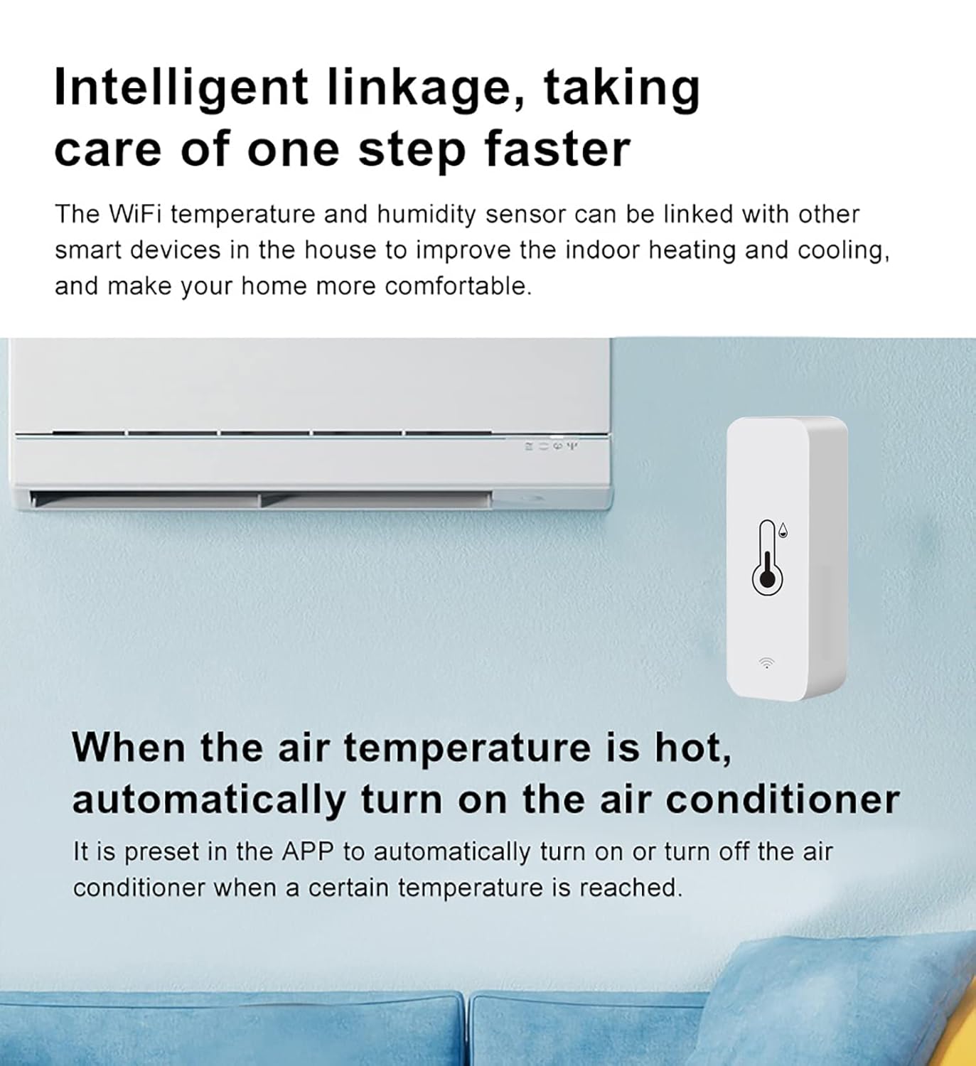 WiFi Temperature Humidity Sensor: Wireless Temperature Humidity Monitor with App Alert, Free Data Storage Export, Smart Indoor Thermometer Hygrometer Compatible with Alexa Google Assistan