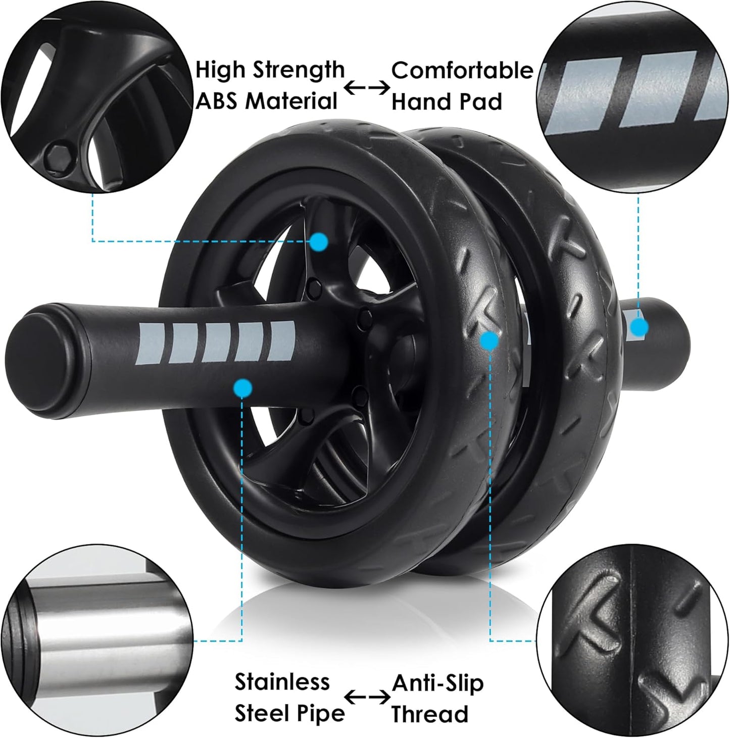 Ab Roller Wheel, Arespark Home Gym Equipment for Core Workout, No Noise Ab Roller Exercise Equipment with Knee Mat and Foam Handle, Fitness Abdominal Wheel Abs Workout Equipment for Home Gym Office