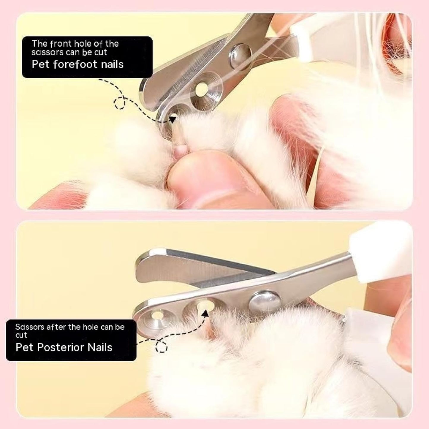 Cat Nail Clippers with Circular Cut Hole -Avoid Over Cutting Pet Nail Clippers -Sharp Angled Blade Professional Paw Trimmer Set for Novice Pet Families