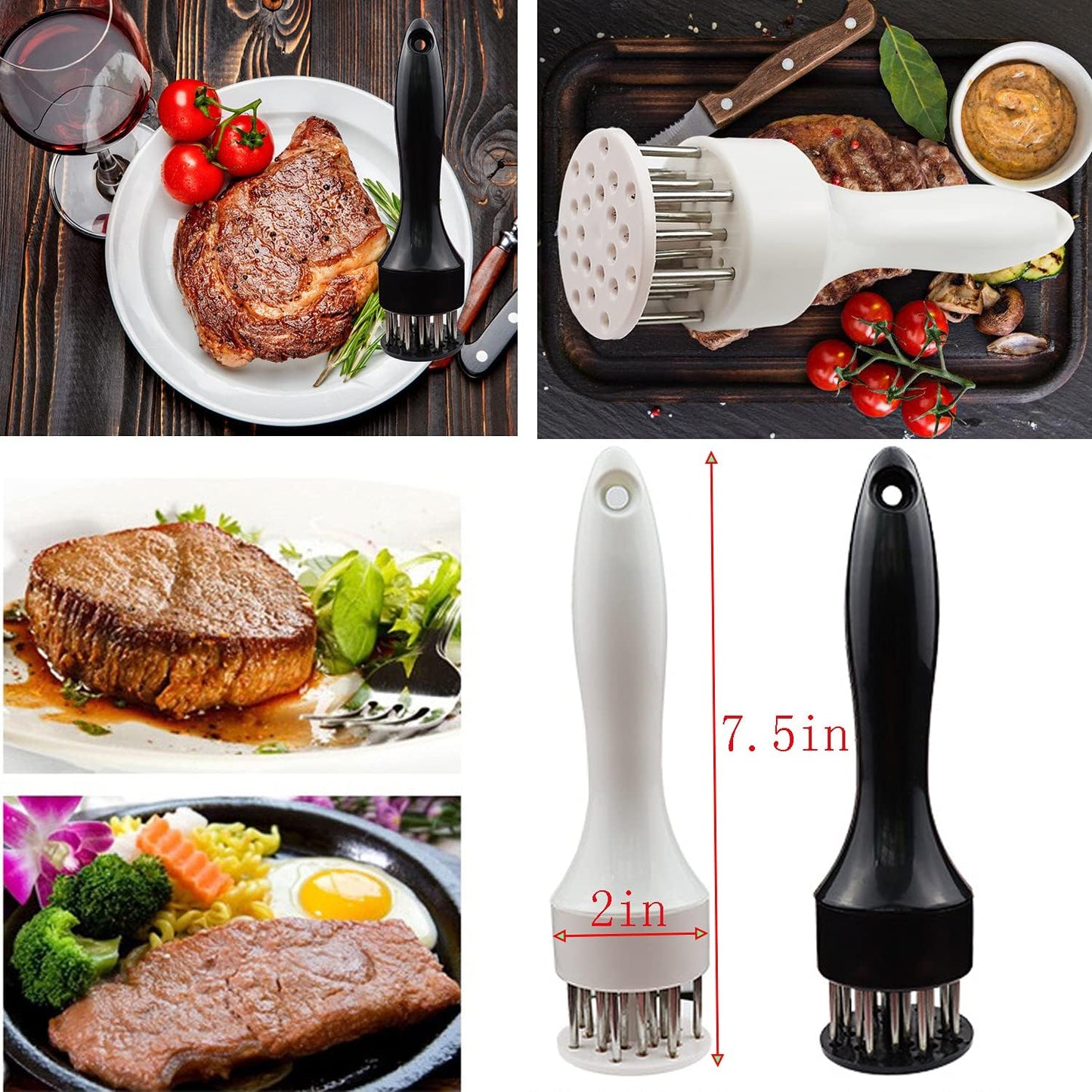 Meat Tenderizer Tool with Ultra Sharp Stainless Steel Needle Blades Meat Tenderizer Tool Profession Kitchen Gadgets Jacquard for Tenderizing and Cooking BBQ, Marinade, Steak, Beef, and Poultry