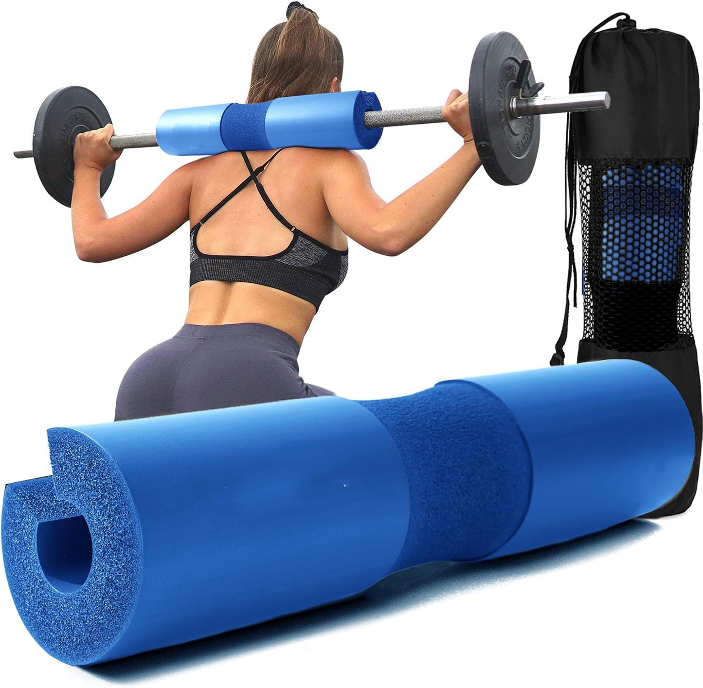 Squat Pad - Foam Barbell Pad for Squats Cushion, Lunges & Bar Padding for Hip Thrusts - Standard Weight Bar Pad - Provides Cushion to Neck and Shoulders While Training