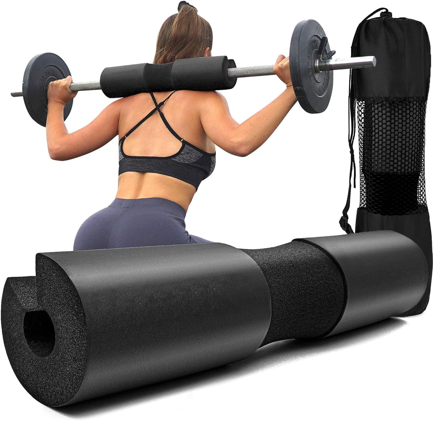 Squat Pad - Foam Barbell Pad for Squats Cushion, Lunges & Bar Padding for Hip Thrusts - Standard Weight Bar Pad - Provides Cushion to Neck and Shoulders While Training