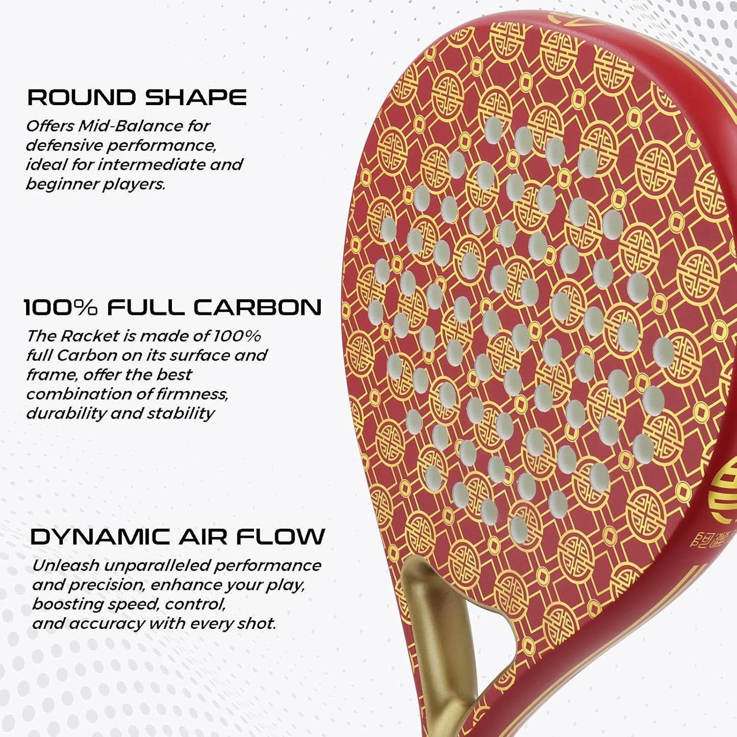 AMA Sport Padel Paddle Tennis Racket Carbon Fiber Pop Tennis Paddle Paddleball ,Full Carbon