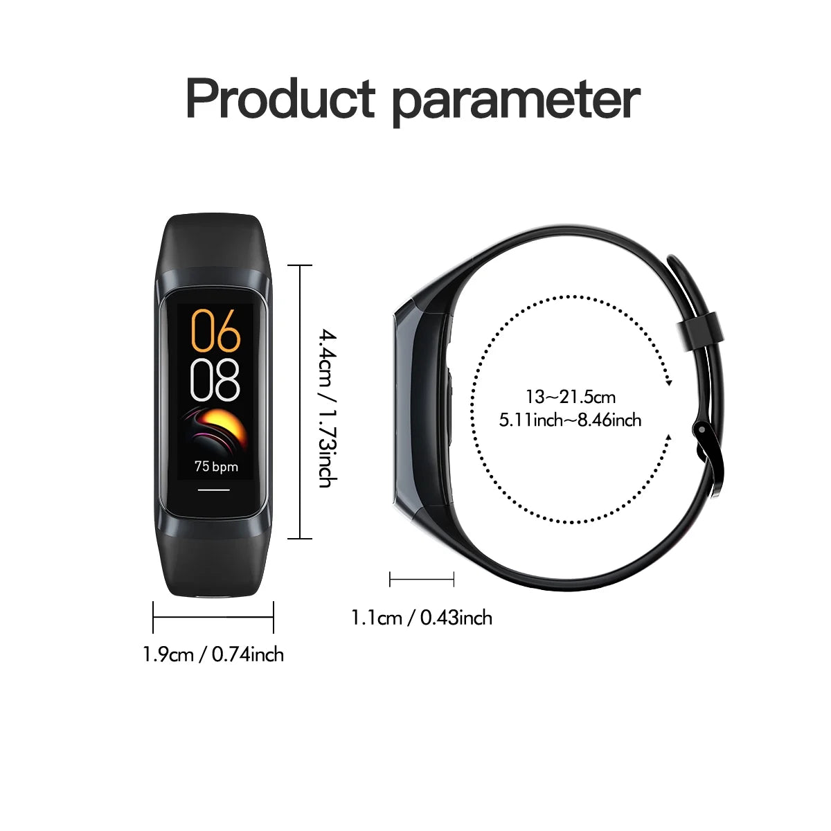 Fitness Tracker Activity For Women/Men, 1.1 "AMOLED Waterproof Sports Watch Health Sleep Monitoring Smart Band, Android/ For IPHONE