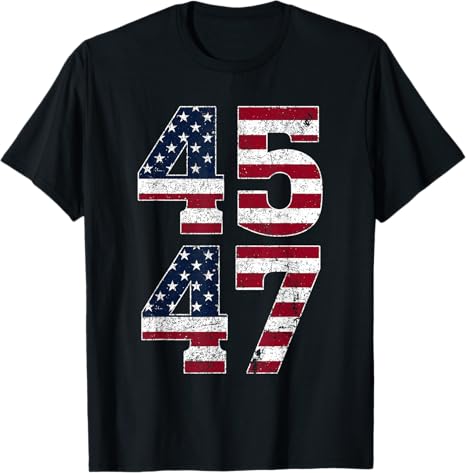 Trump 2024 Vintage 45 47 Stand With American Flag T-Shirt