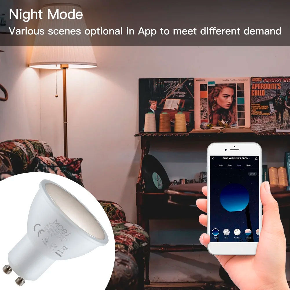 Smart LED Light Bulb, MoesHouse GU10 WiFi Smart Home Light Bulb, RGB Color Changing LED Compatible with Alexa and Google