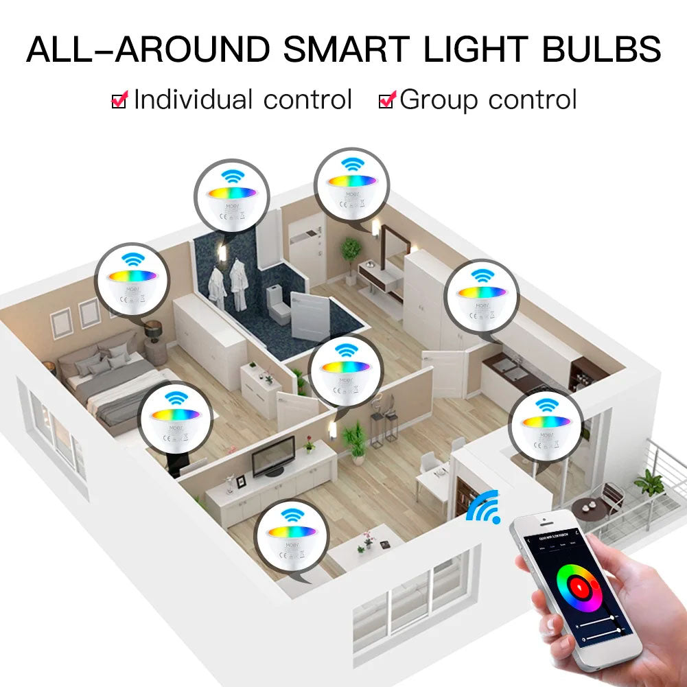 Smart LED Light Bulb, MoesHouse GU10 WiFi Smart Home Light Bulb, RGB Color Changing LED Compatible with Alexa and Google